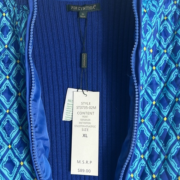 FOR CYNTHIA Quilted Sweater Jacket in Navy Size XL -- NWT -- GORGEOUS!!! - Picture 6 of 8